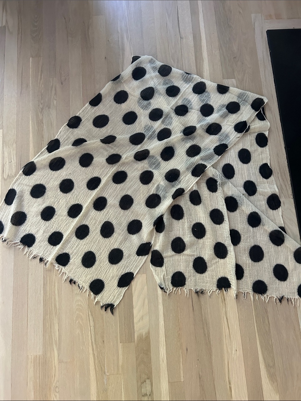 Steven Alan Cream and Black Polka Dot Scarf